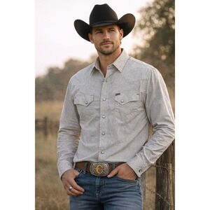 Rafter C Western Shirt Mens Medium Pearl Snap Paisley Cowboy Stretch